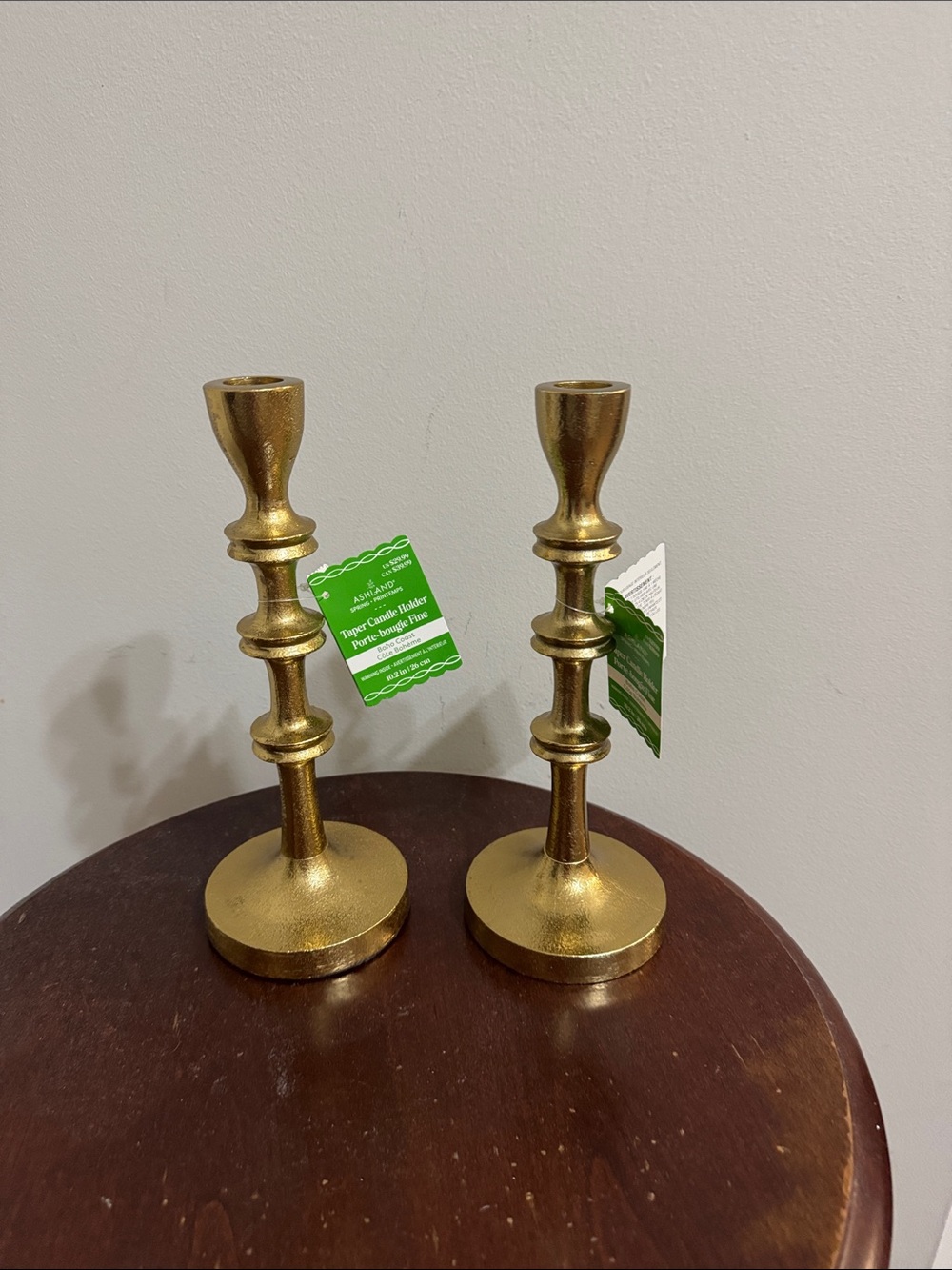 Ashland Gold Metallic Turned Candlestick Holders - Pair